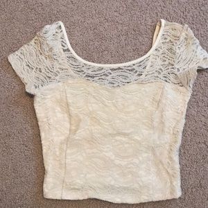 Lacy cream colored crop top, worn once